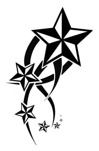 Black Tribal And Nautical Star Tattoos Designs