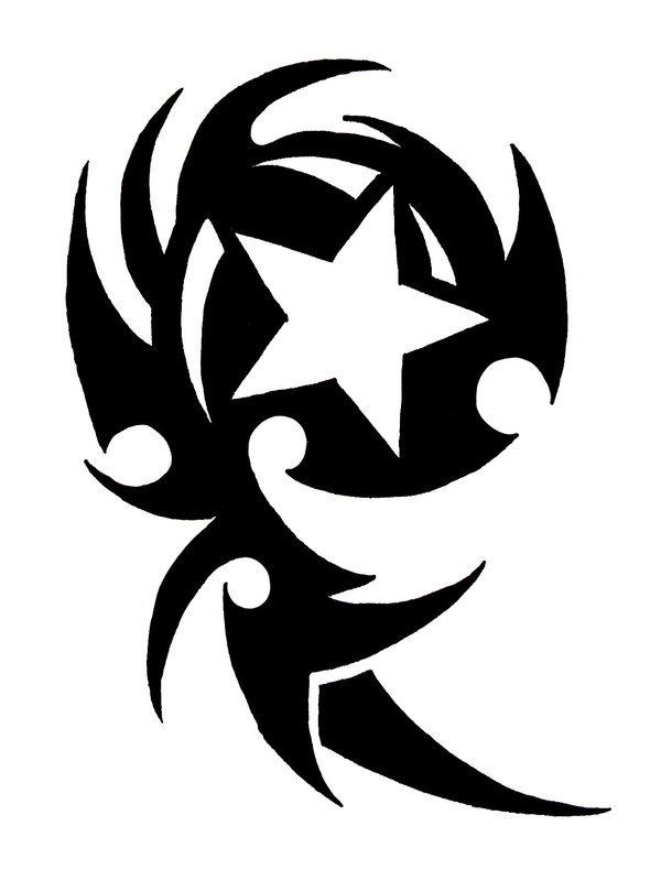Black Tribal Star Tattoos Design By Dream Happy
