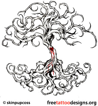 Bleeding Heart Of Ash Tree Tattoo Design