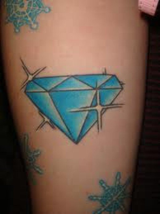 Blue Diamond Tattoo On Leg