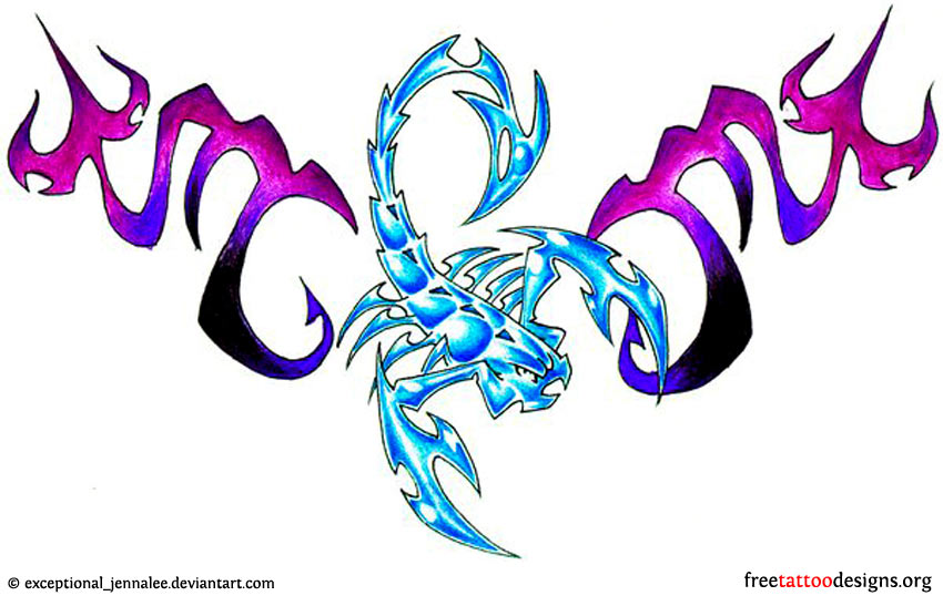 Blue Scorpion Tattoo Design For Lower Back