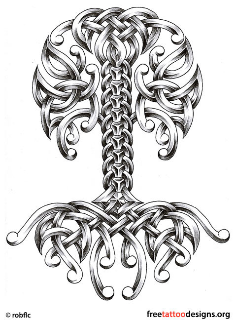 Celtic Ash Tree Tattoo Design Sample