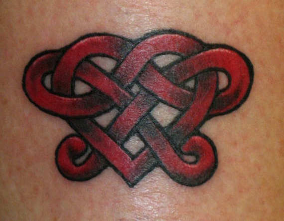 Celtic Red Heart Tattoo On Back