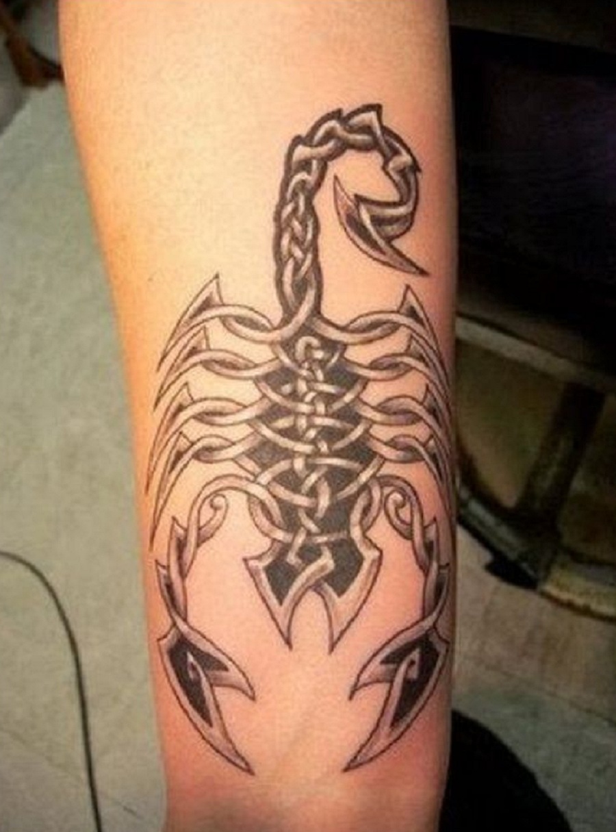 Celtic Scorpion Tattoo On Arm Sleeve
