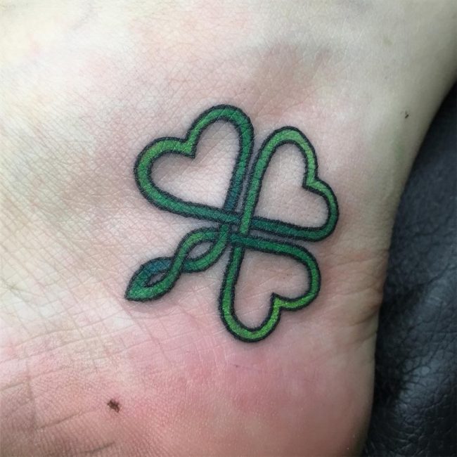 Celtic Shamrock Leaf Tattoo On Ankle