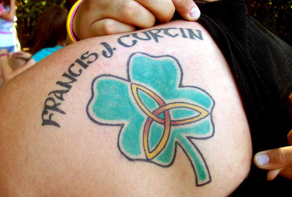 Celtic Shamrock Leaf Tattoo On Back Shoulder