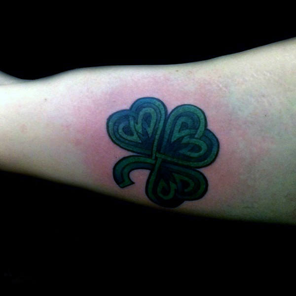 Celtic Shamrock Leaf Tattoo On Inner Bicep