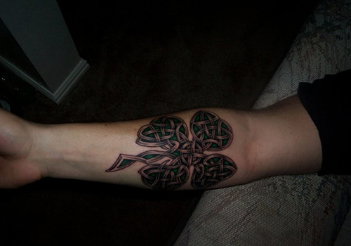 Celtic Shamrock Leaf Tattoo On Right Forearm
