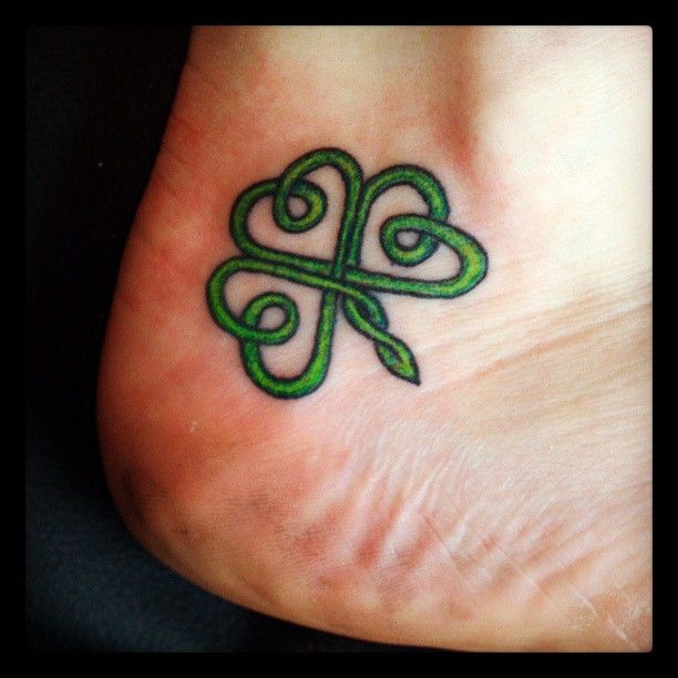 Celtic Shamrock Tattoo On Right Ankle