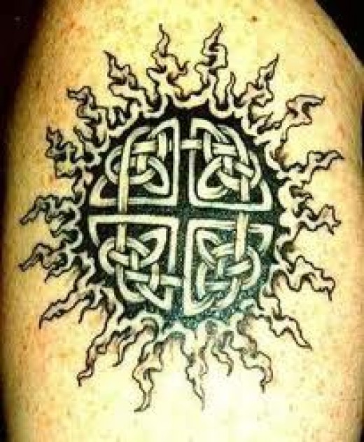 Celtic Sun Tattoo Design On Shoulder For Men
