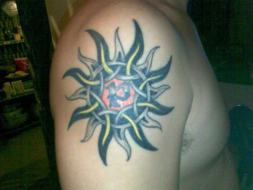 Celtic Sun Tattoo On Shoulder For Men