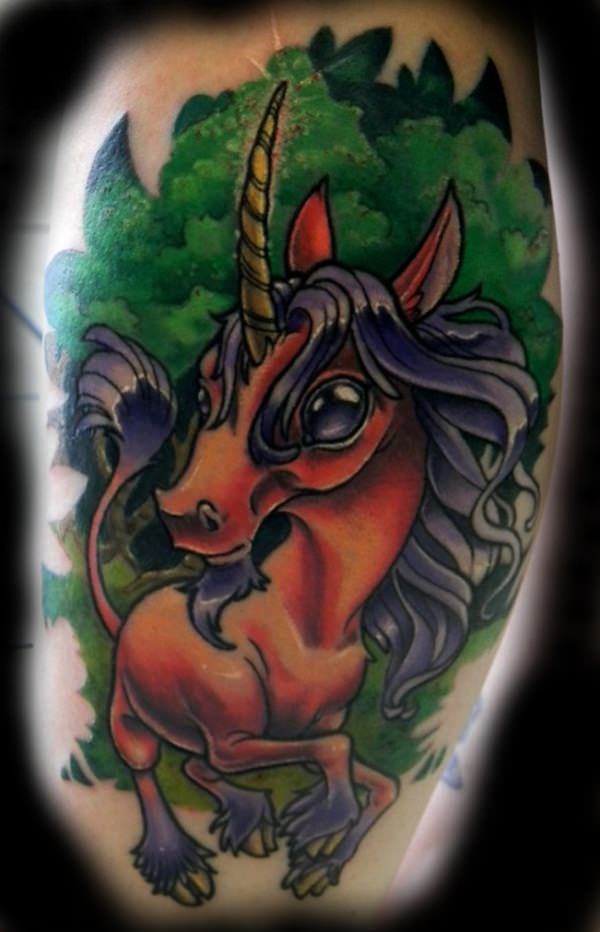 Colored Unicorn Tattoo Idea