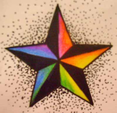 Colorful Nautical Star Tattoo Idea