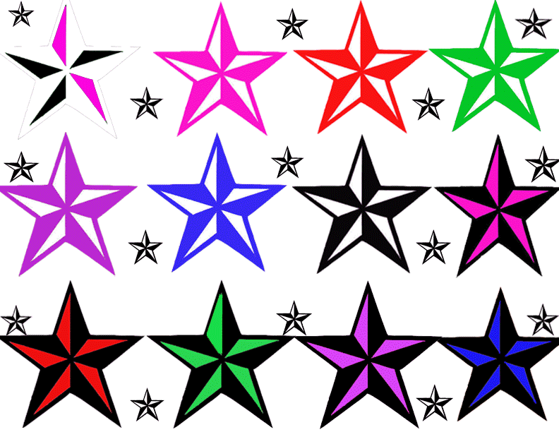 Colorful Nautical Star Tattoos Designs