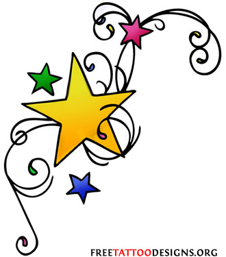 Diseño de tatuajes de estrellas de colores