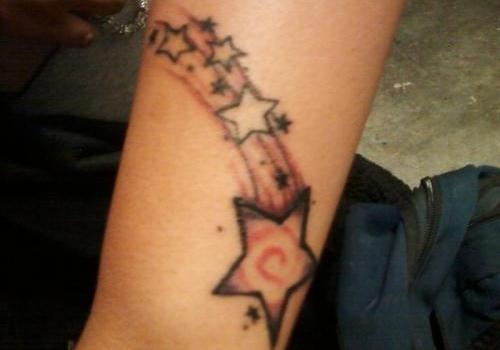 Cool Shooting Stars Tattoo On Arm Sleeve