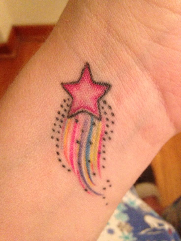 Cute Pink Shooting Stars Tattoo On Left Wrist