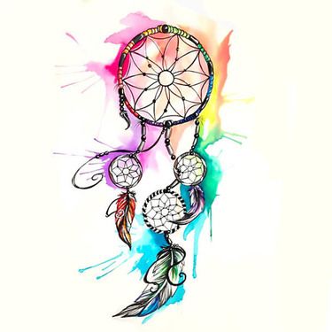 Dreamcatcher With Watercolors Tattoo Design