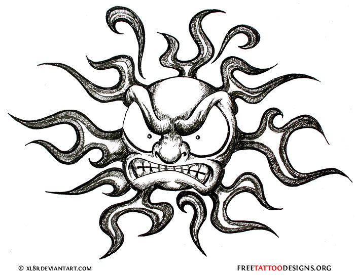 Evil Sun Tattoo Design