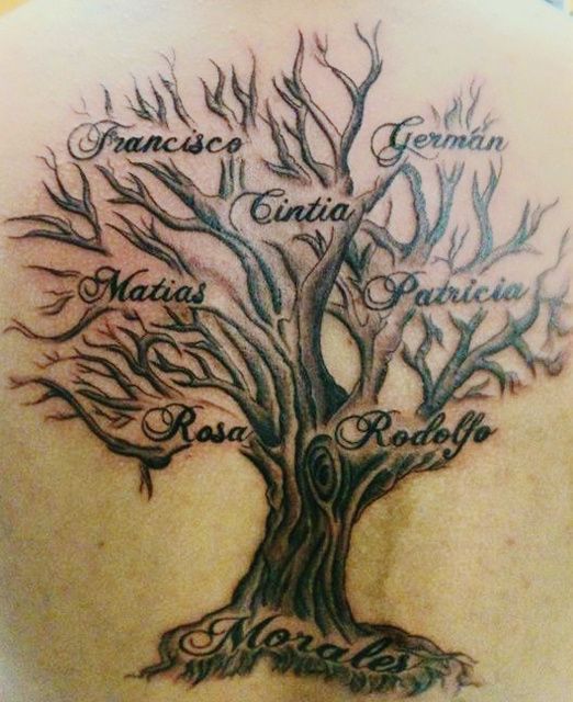 Family Tree Tattoo On Back Body