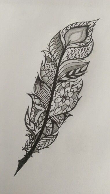 Floral Feather Tattoo Design
