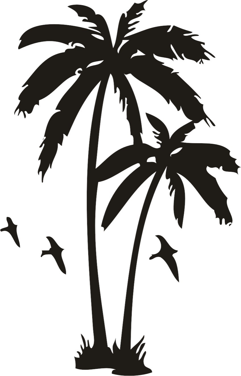 Flying Birds And Palm Tree Tattoos Design