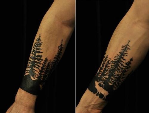 Forest Pine Tree Tattoos On Forearm