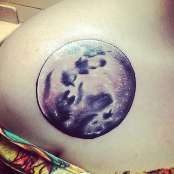 Front Shoulder Full Moon Tattoo