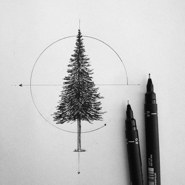 Geometric Pine Tree Tattoo Design