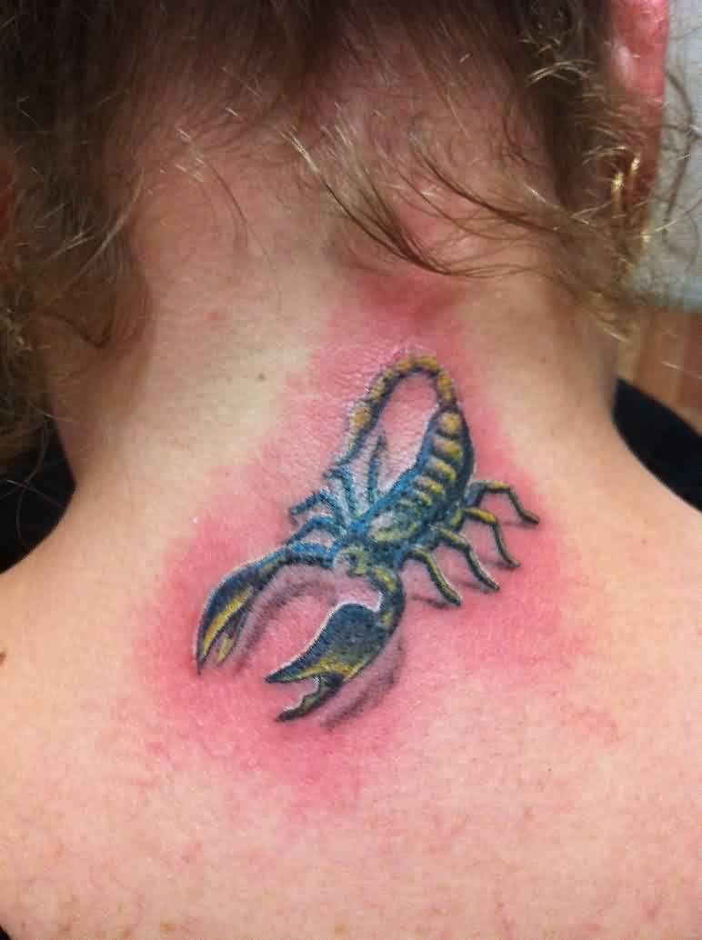 Girly Scorpion Tattoo On Girl Nape