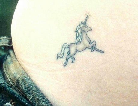 Gothic Unicorn Tattoo On Lower Back