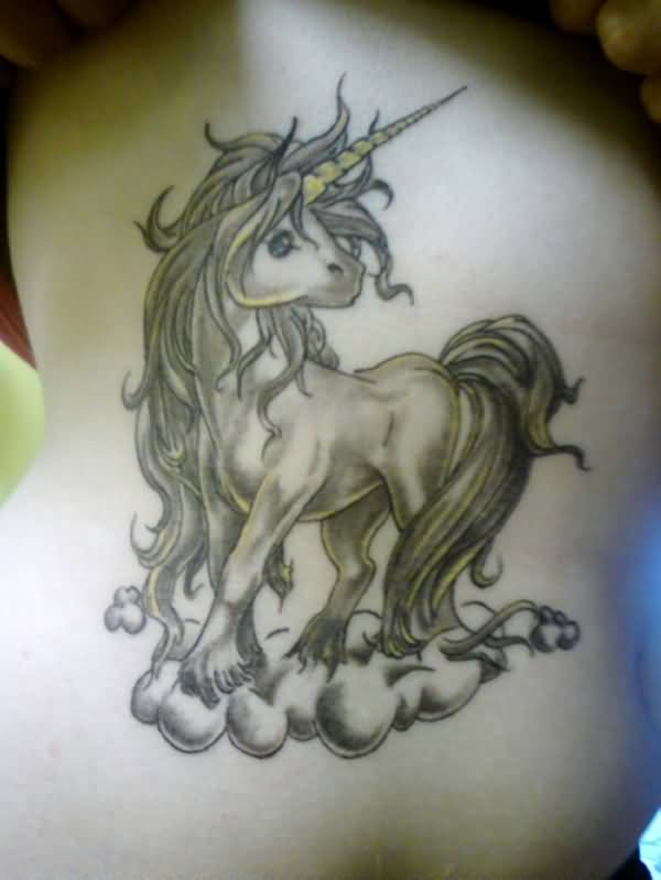 Gothic Unicorn Tattoo On Side Rib For Women