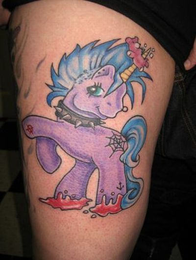 Gothic Unicorn Tattoo On Thigh