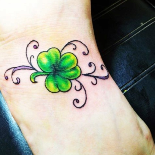 Green Shamrock Tattoo On Wrist