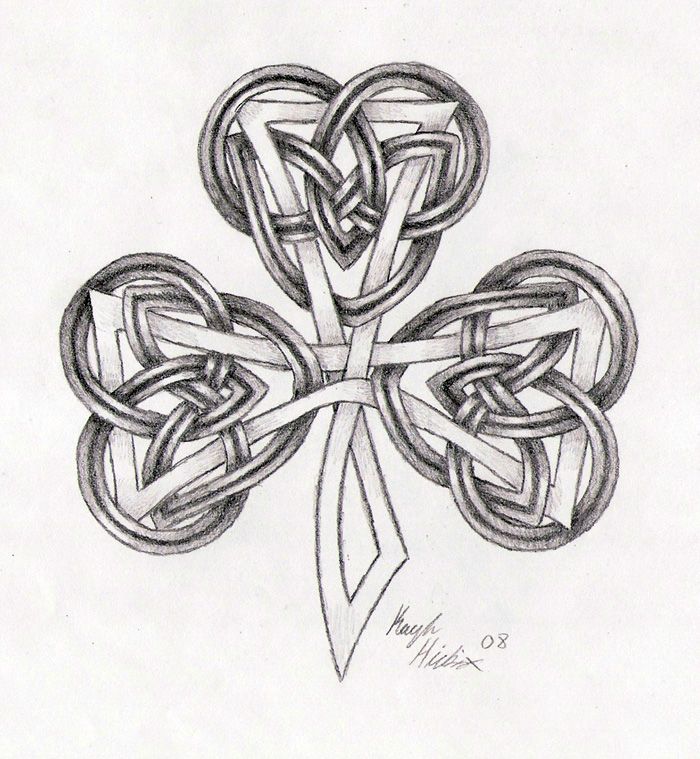 Grey And Black Celtic Shamrock Tattoo Design