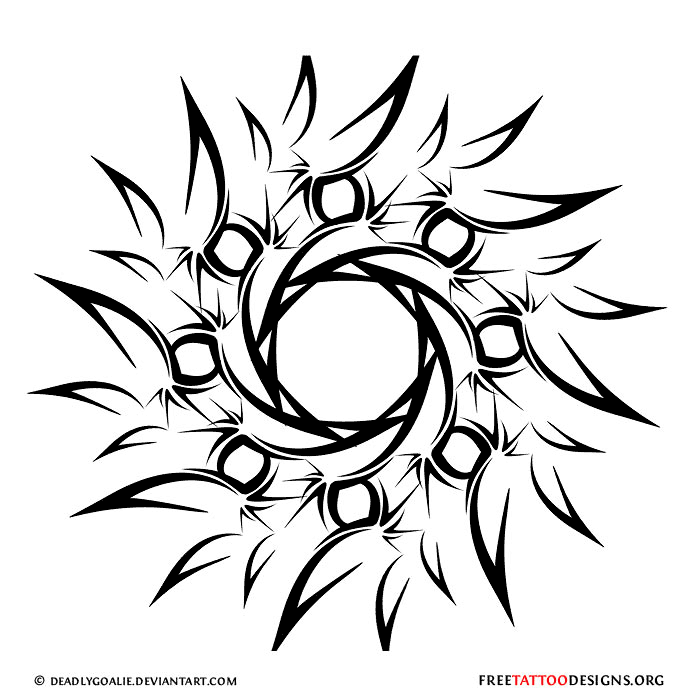 Grey And Black Celtic Sun Tattoo Design