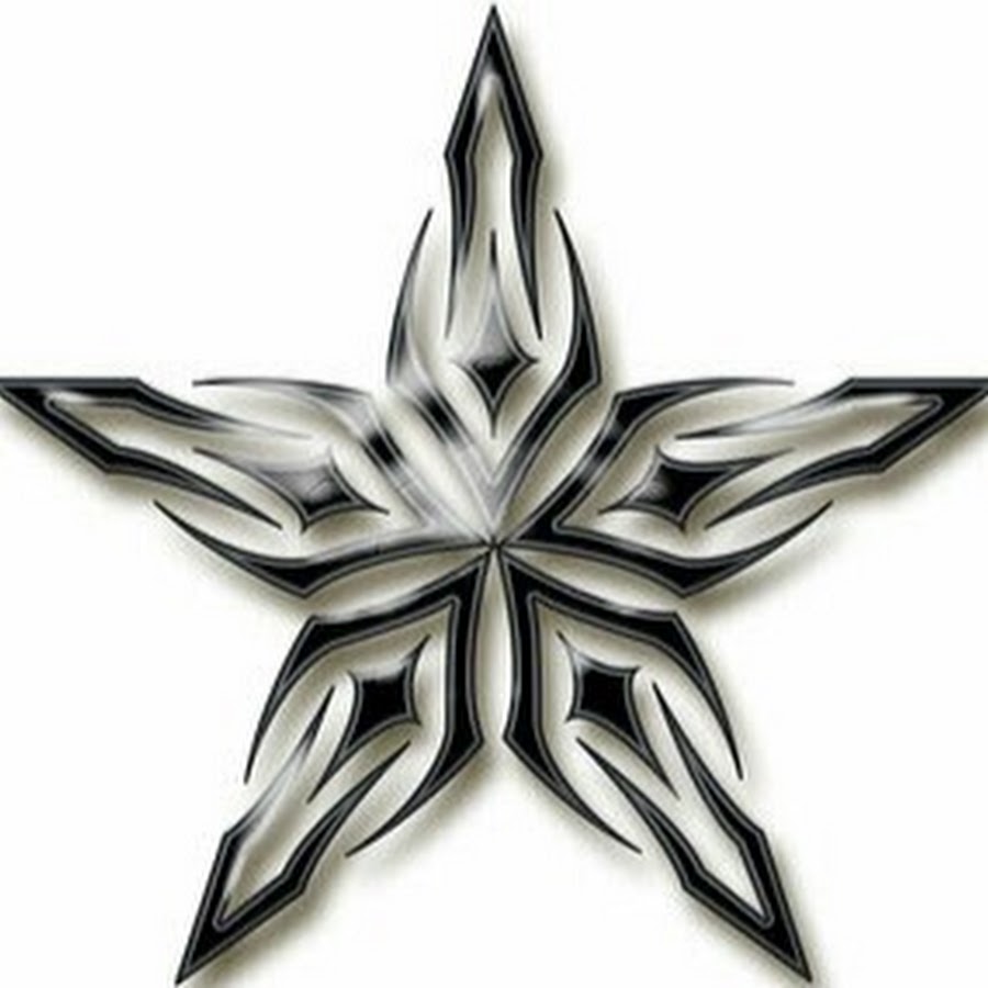 Grey And Black Tribal Star Tattoo Design