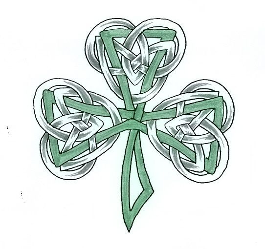 Grey And Green Celtic Shamrock Tattoo Design