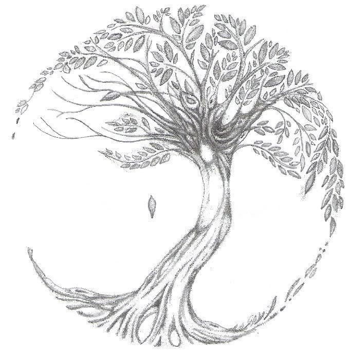 Grey Ink Tree Of Life Tattoo Design
