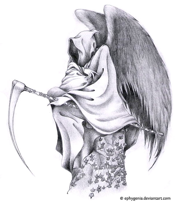 Grim Reaper With Wings Tattoo Design
