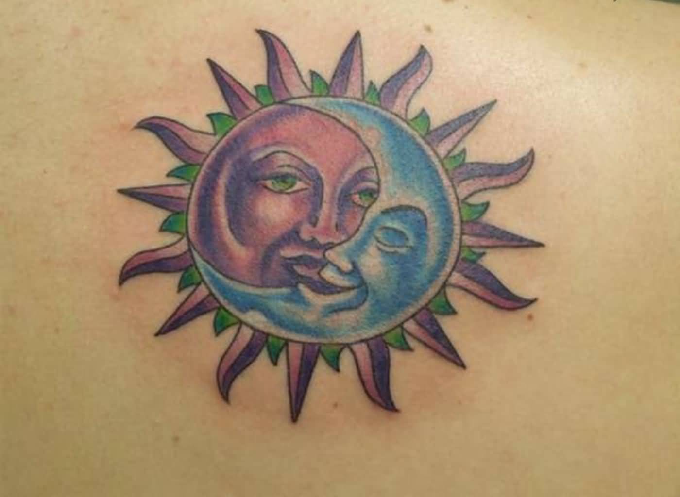 Half Moon In Sun Tattoo Idea