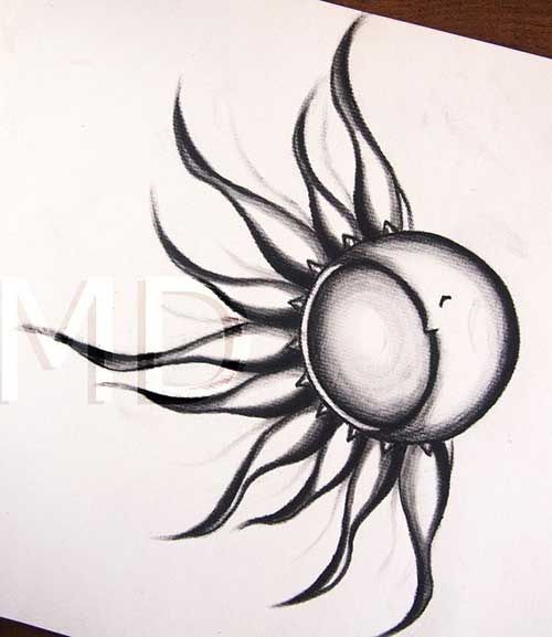 Half Tribal Sun And Half Moon Tattoo Design