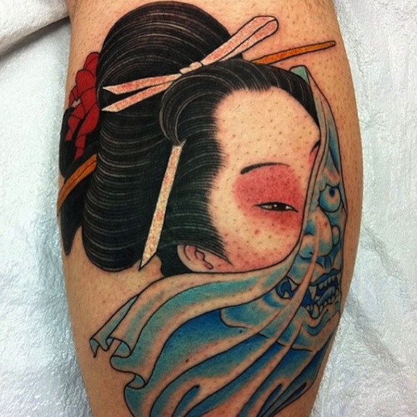 Hanya Geisha Girl Face Tattoo