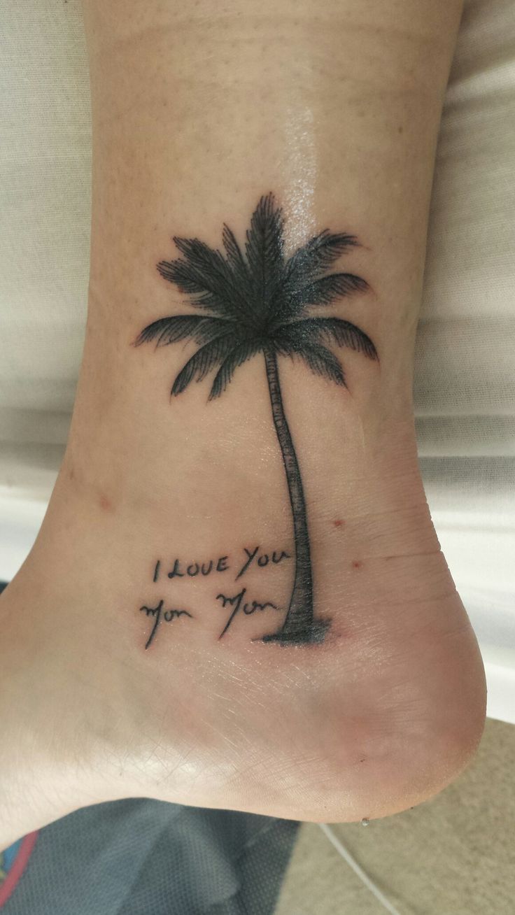 I Love You Mom - Palm Tree Tattoo On Ankle