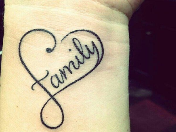 Infinity Family Heart Tattoo On Left Wrist