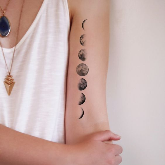 Inner bicep Moon Tattoo For Girls