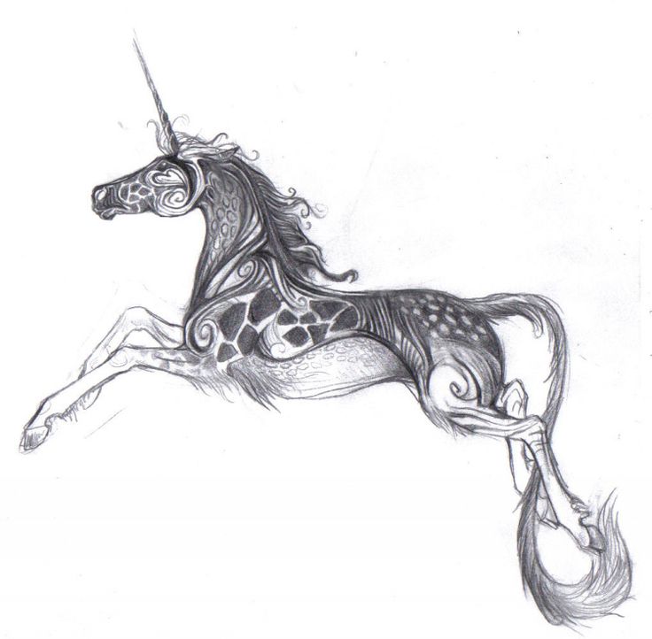 Jumping Gothic Unicorn Tattoo Design
