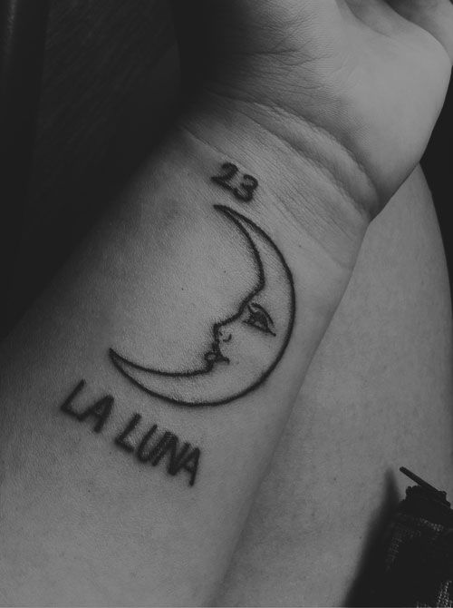 La Luna Moon Tattoo On Left Forearm