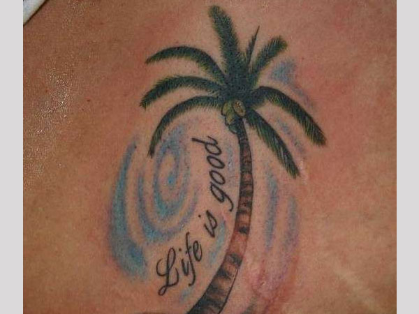Life Is Good Palm Tree Tattoo Idea