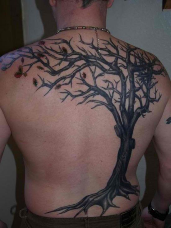 Man With Birch Tree Tattoo On Full Back
